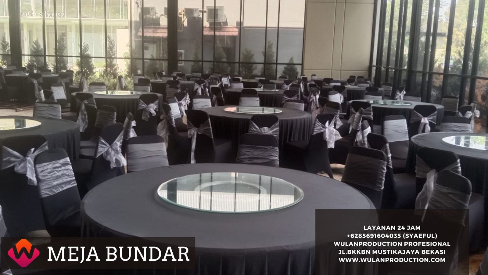 Jasa Sewa Meja Round Table Lengkap Aksesoris Jakarta