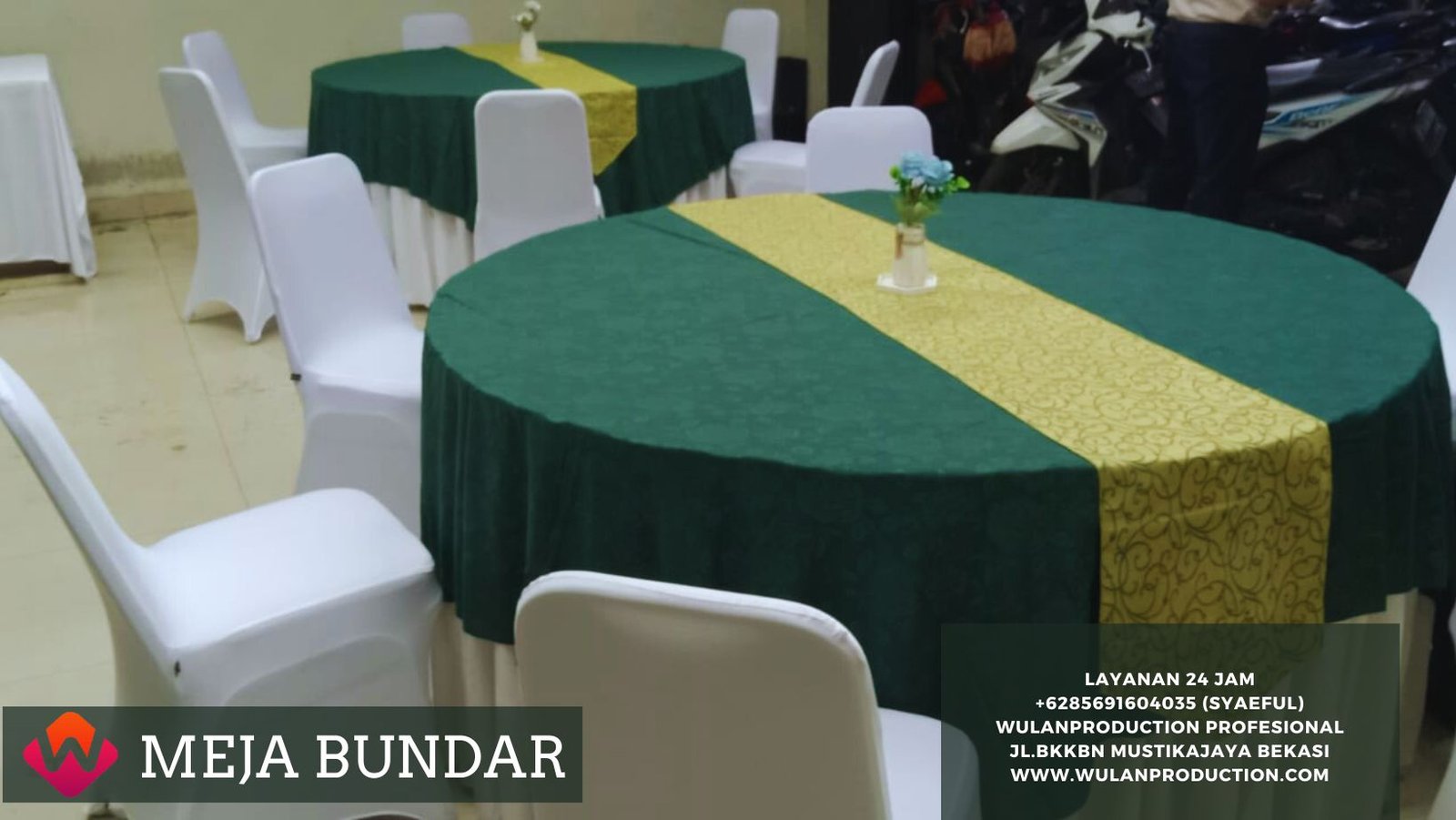 Jasa Sewa Meja Round Table Lengkap Aksesoris Jakarta