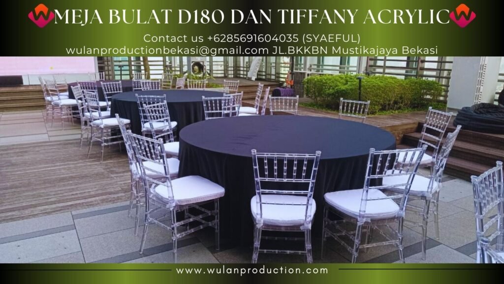 Menyewakan Meja Bulat D180 set Kursi Tiffany Acrylic Cantik di Wilayah Bogor