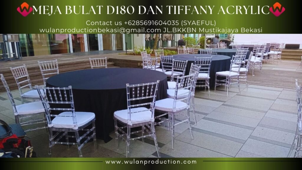 Menyewakan Meja Bulat D180 set Kursi Tiffany Acrylic Cantik di Wilayah Bogor