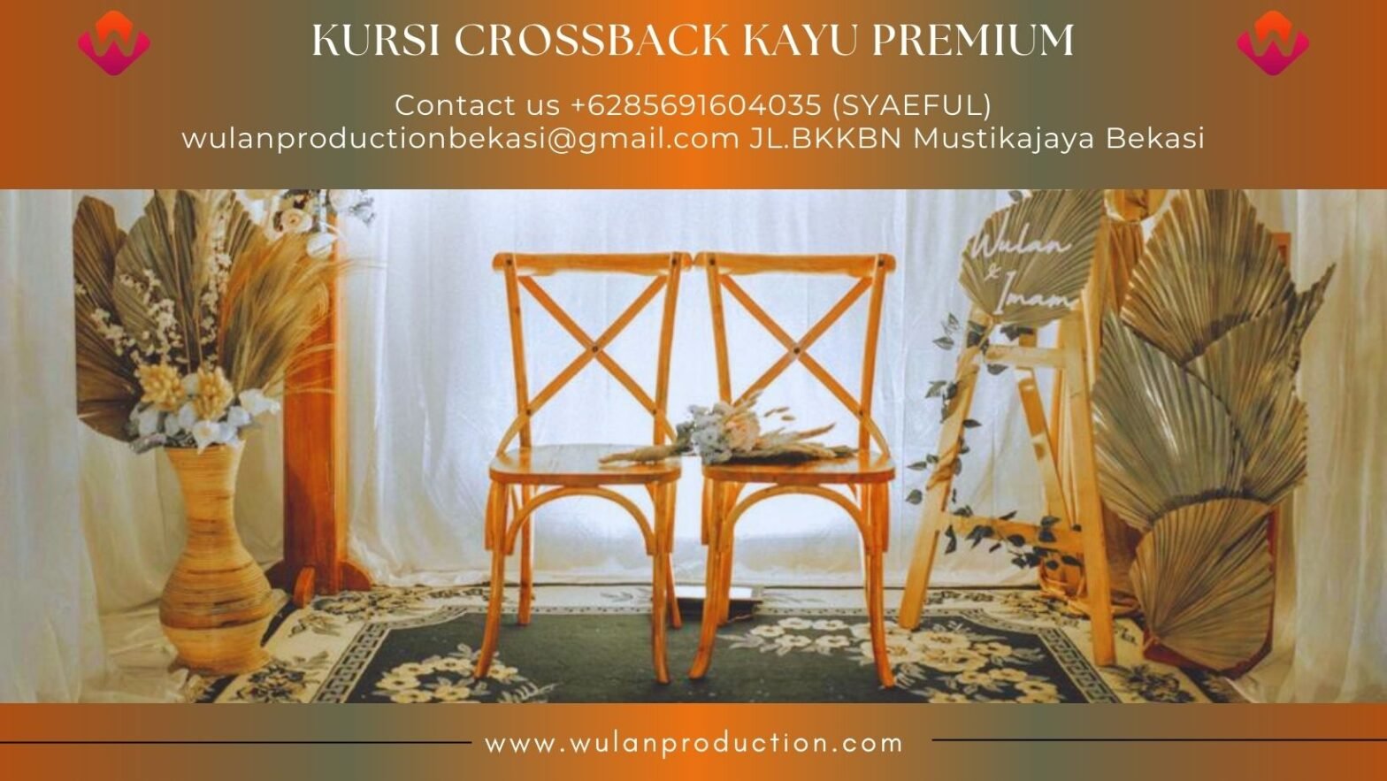 Layanan Sewa Kursi Crossback Kayu Premium Area Jakarta Barat