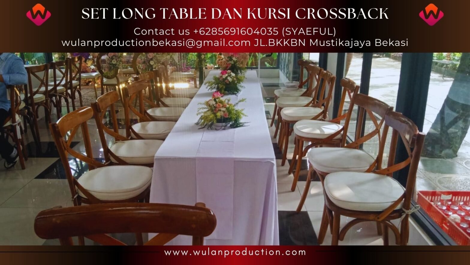 Layanan Sewa Set Long Table dan Kursi Crossback Jakarta