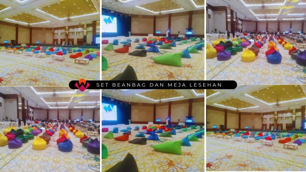 Sewa Bean Bag Warna Warni Set Meja Lesehan Jakarta