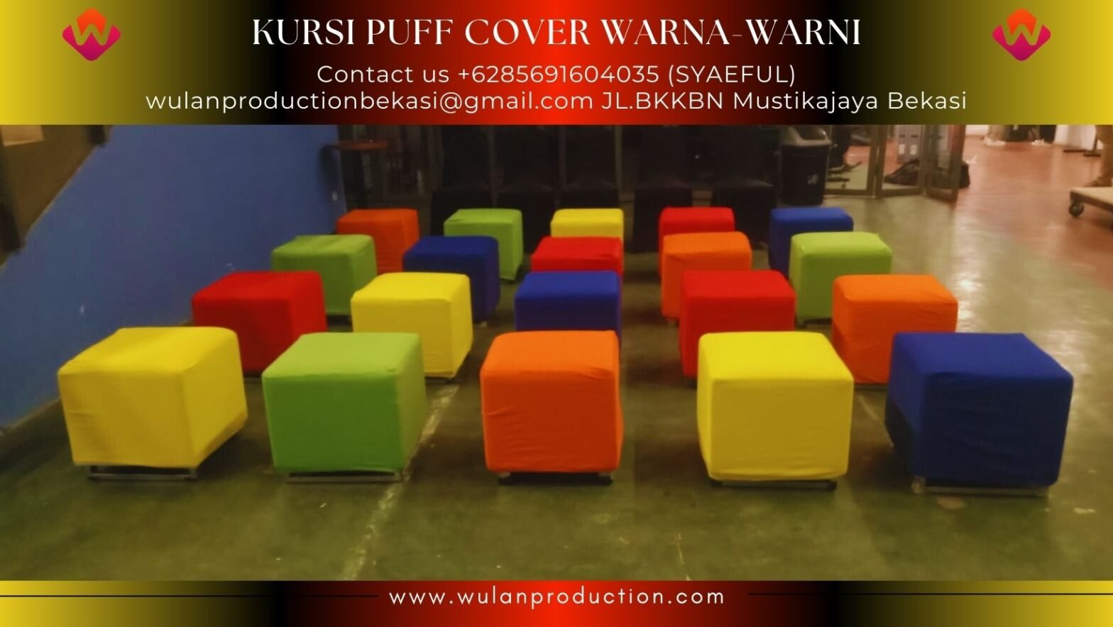 Sewa Puff Kursi Kotak Cover Warna-Warni Jakarta Bogor
