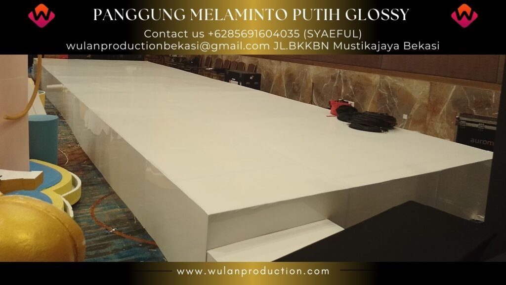 Sewa Panggung Type melaminto putih Glossy Jakarta