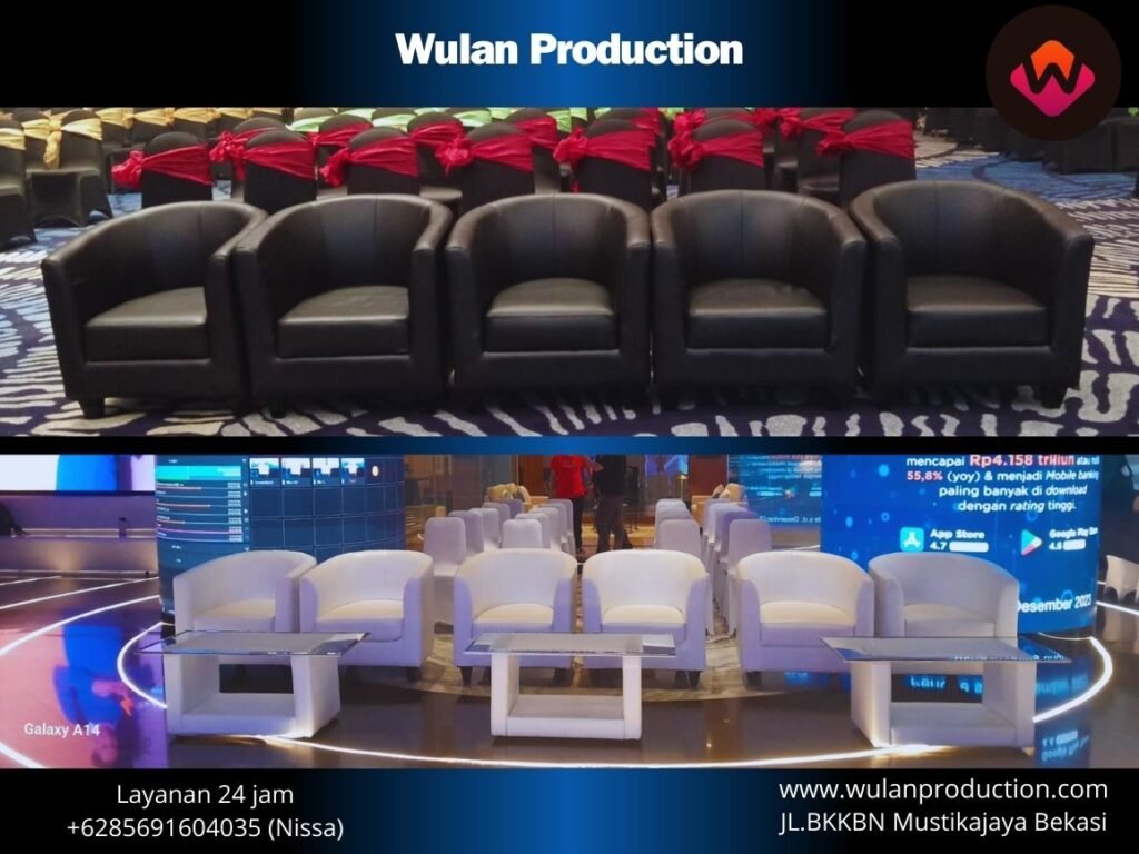 Sewa Sofa Type VIP Model Oval Hitam Dan Putih Area Terdekat Jakarta