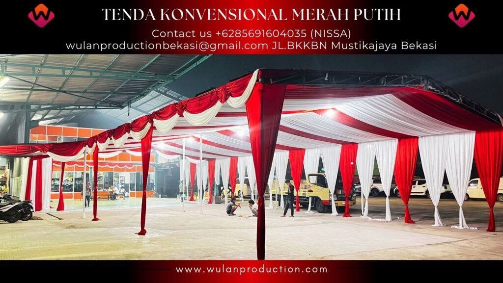 Sewa Tenda Konvensional Dekorasi Kain Merah Putih di Jakarta