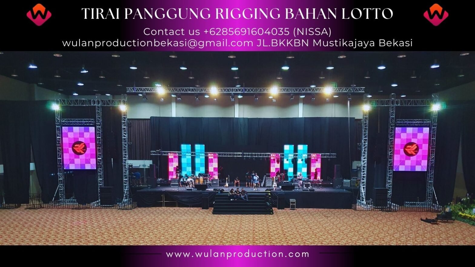 Rental Tirai Panggung Rigging Bahan Lotto Hitam area Jakarta