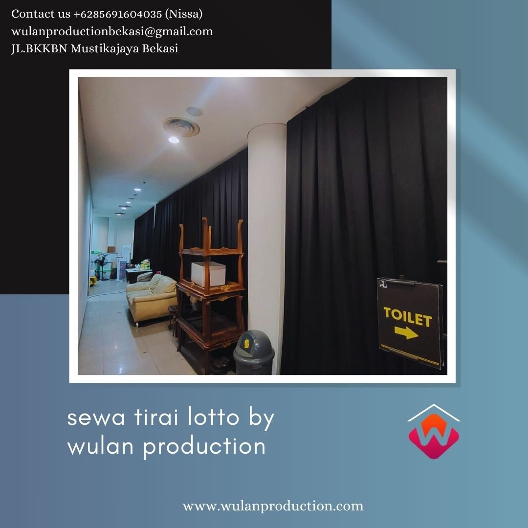 Sewa Penutup dinding Tirai Hitam Bahan Lotto Area Jakarta