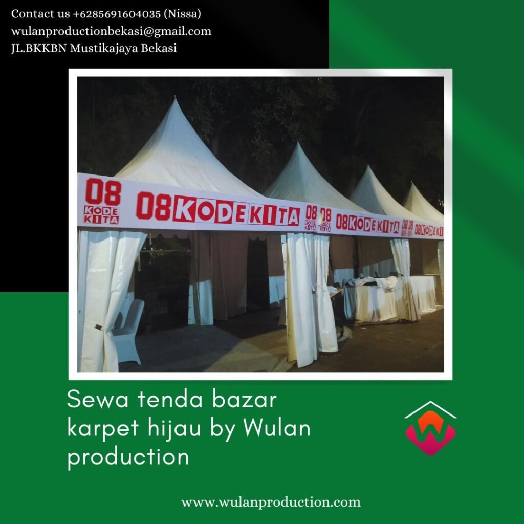 Sewa Tenda Bazar Kerucut Lengkap Flooring Karpet Hijau Area Jakarta