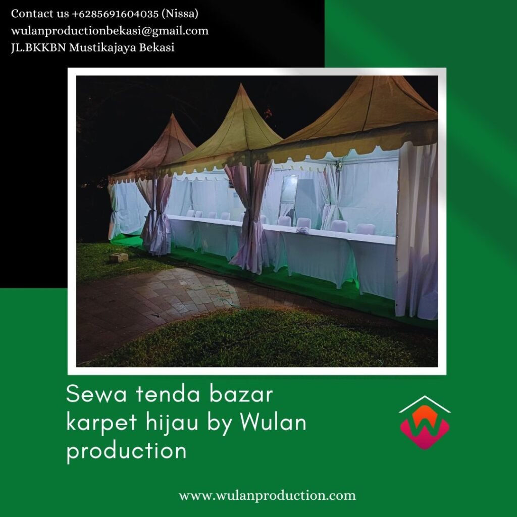 Sewa Tenda Bazar Kerucut Lengkap Flooring Karpet Hijau Area Jakarta