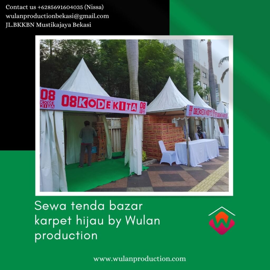 Sewa Tenda Bazar Kerucut Lengkap Flooring Karpet Hijau Area Jakarta