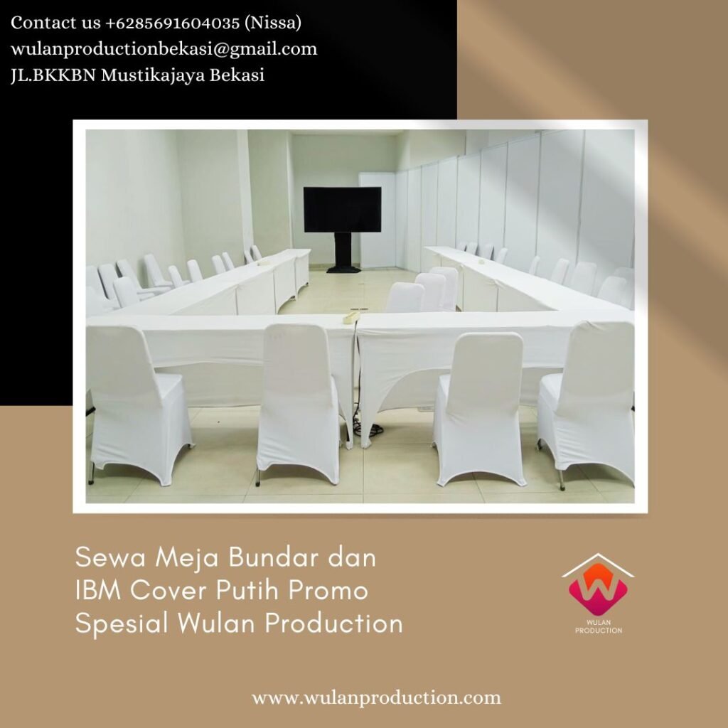 Sewa Meja Bundar dan IBM Cover Putih Promo Spesial Area Bogor