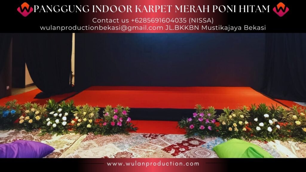 Sewa Panggung Indoor Karpet Merah Poni Hitam Area Bogor