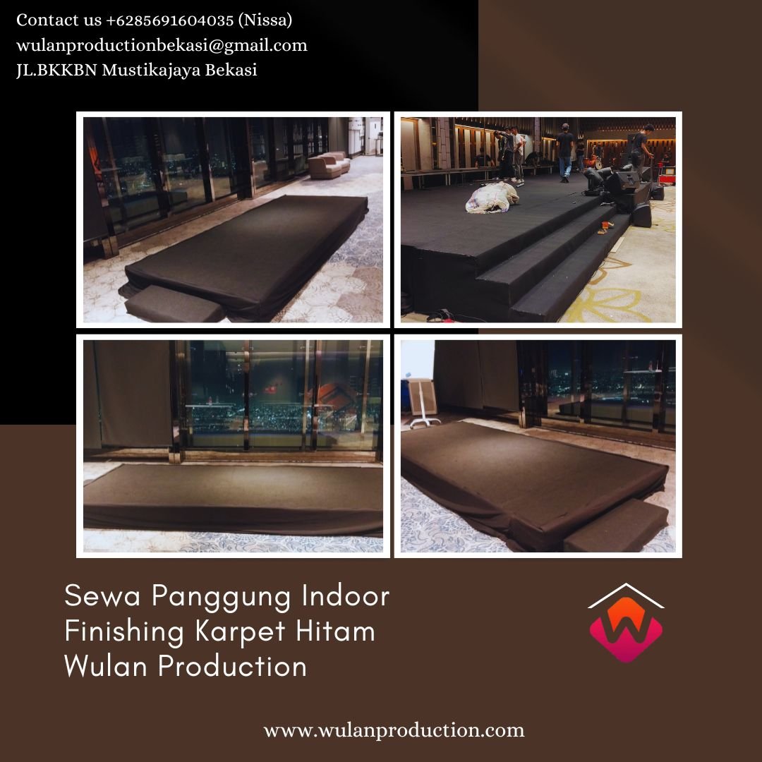 Jasa sewa Panggung Indoor Finishing Karpet Hitam di Jakarta