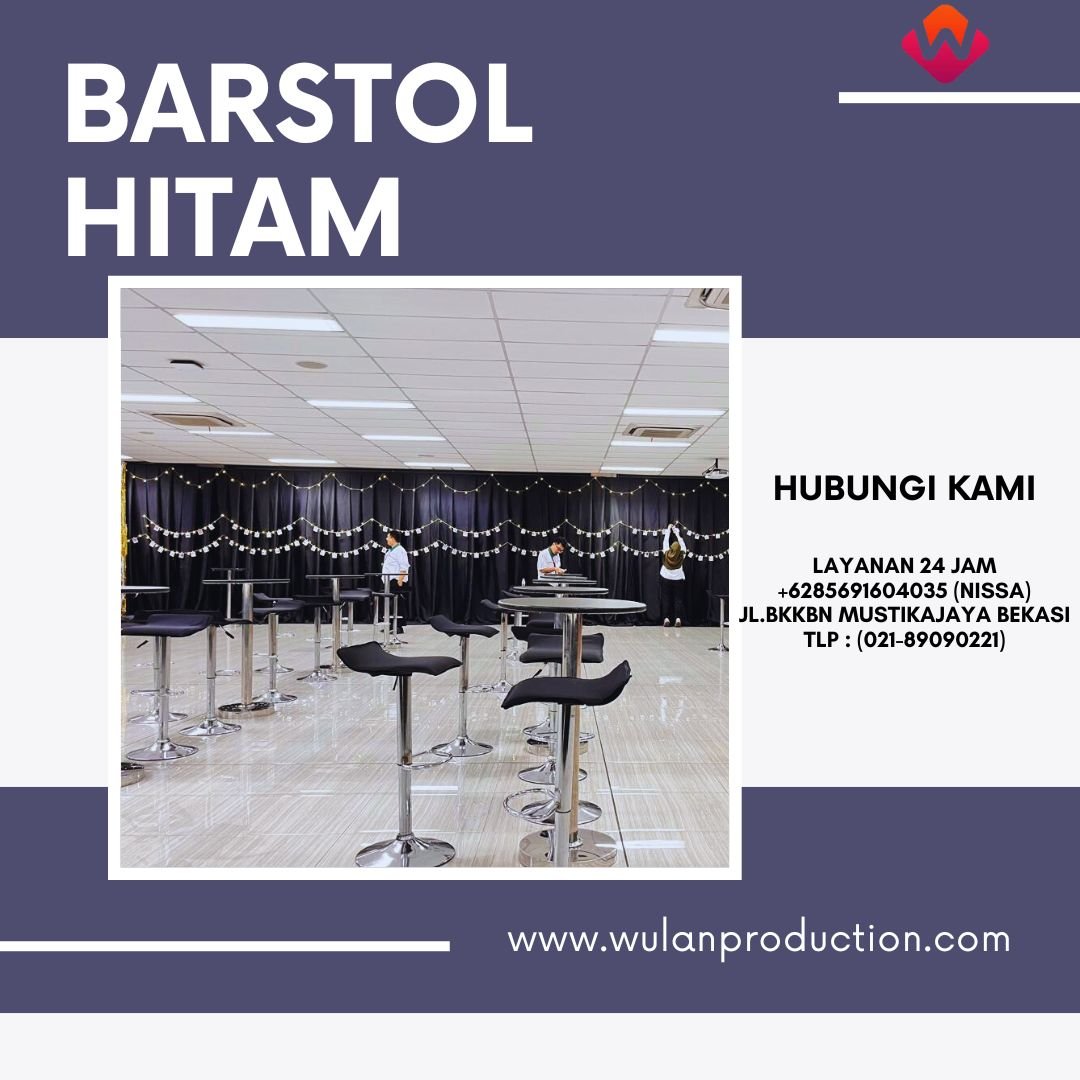 Sewa Barstool Hitam Kulit Sintetis Kaki Stainless di Jakarta