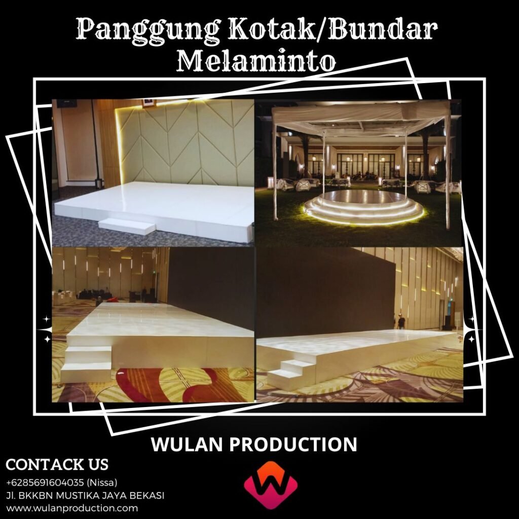 Rental Panggung Bundar Kotak Bahan Melaminto Putih atau Hitam di Jakarta