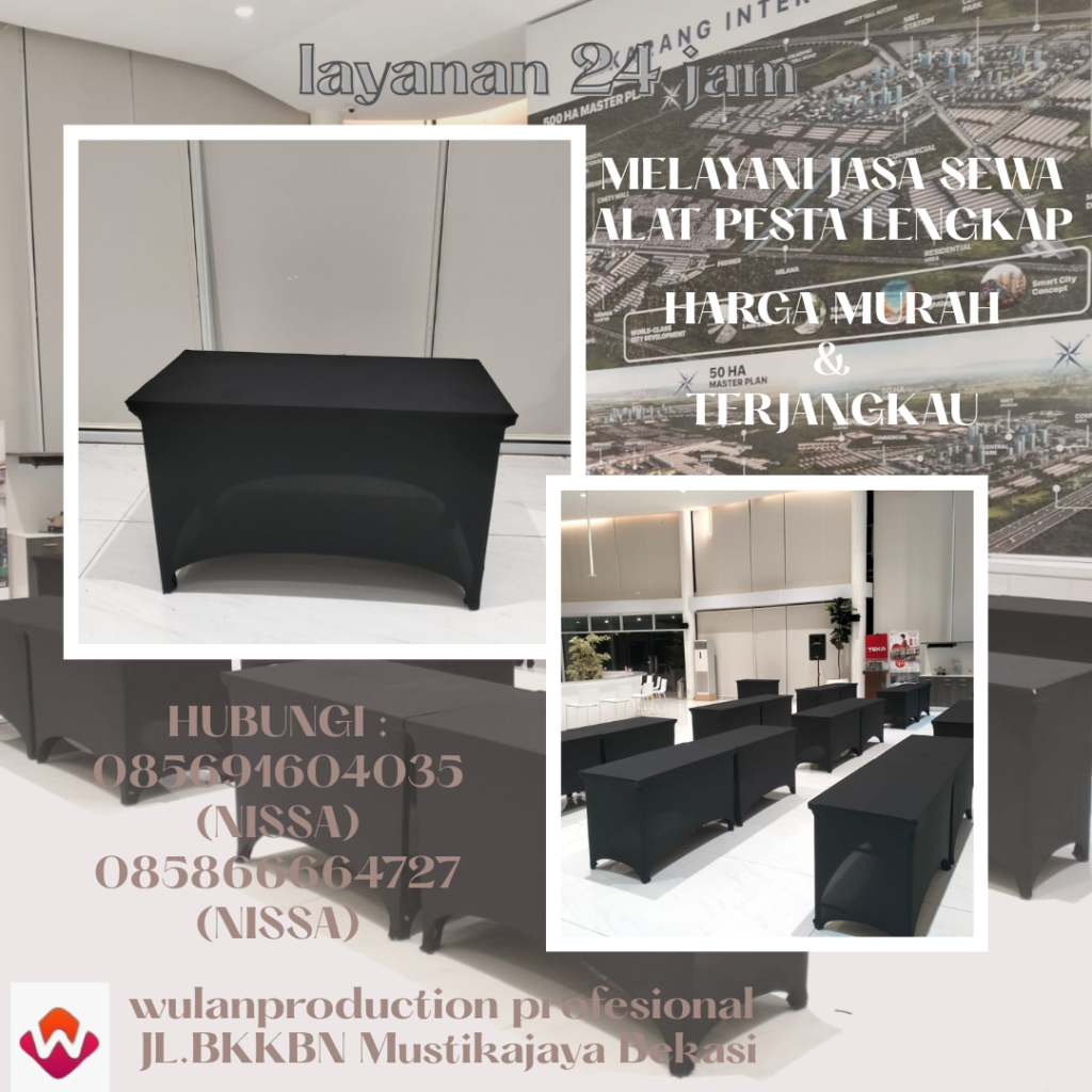 Rental Meja Kotak Cover Hitam Berkualitas Area Jakarta Selatan