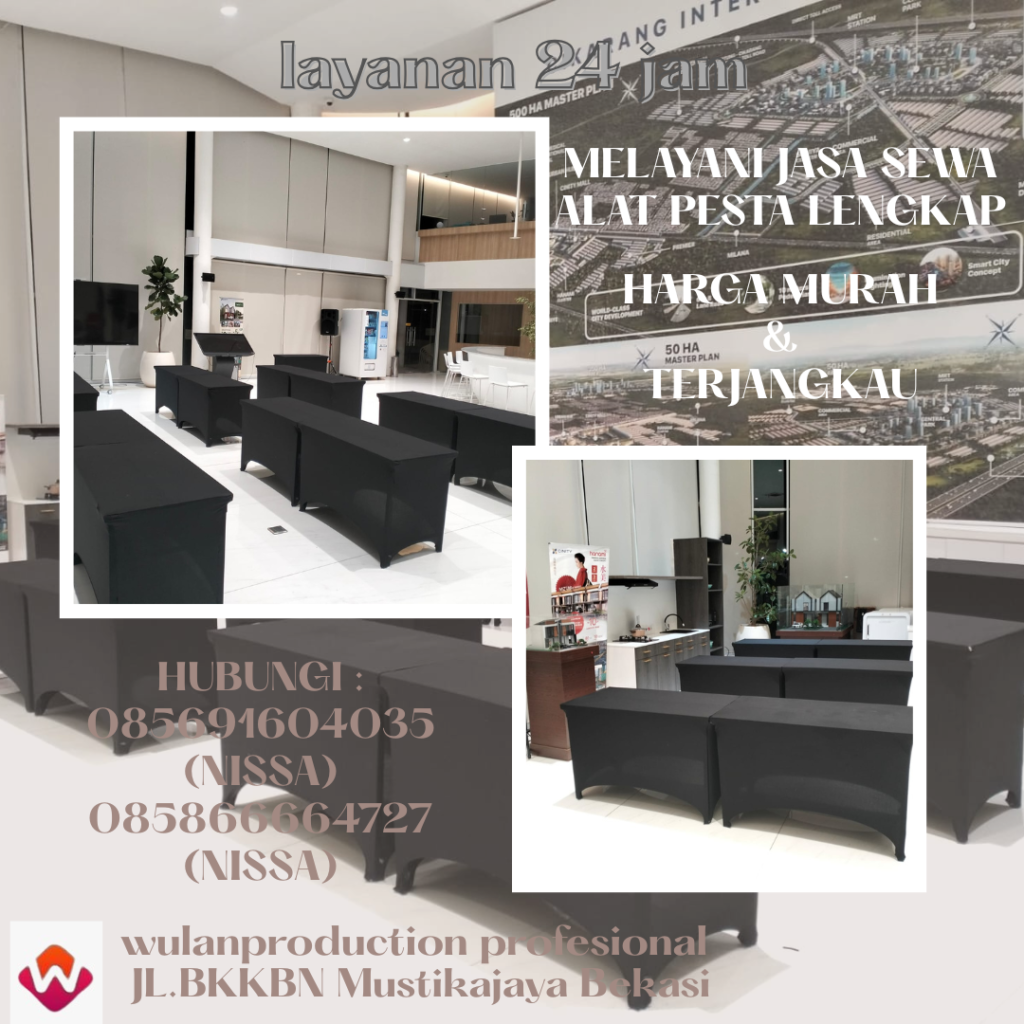 Rental Meja Kotak Cover Hitam Berkualitas Area Jakarta Selatan