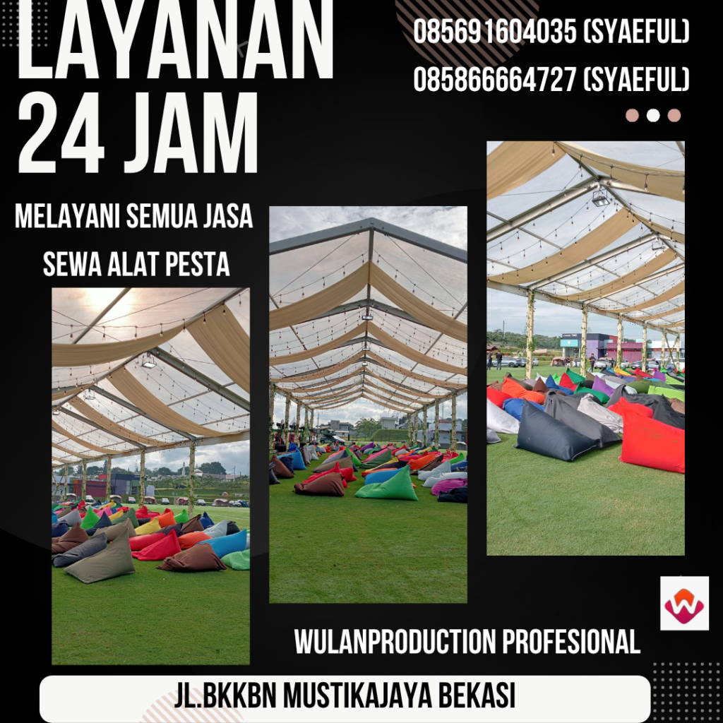 Sewa Tenda Transparan, Kursi puff Dan Beanbag Area Bekasi