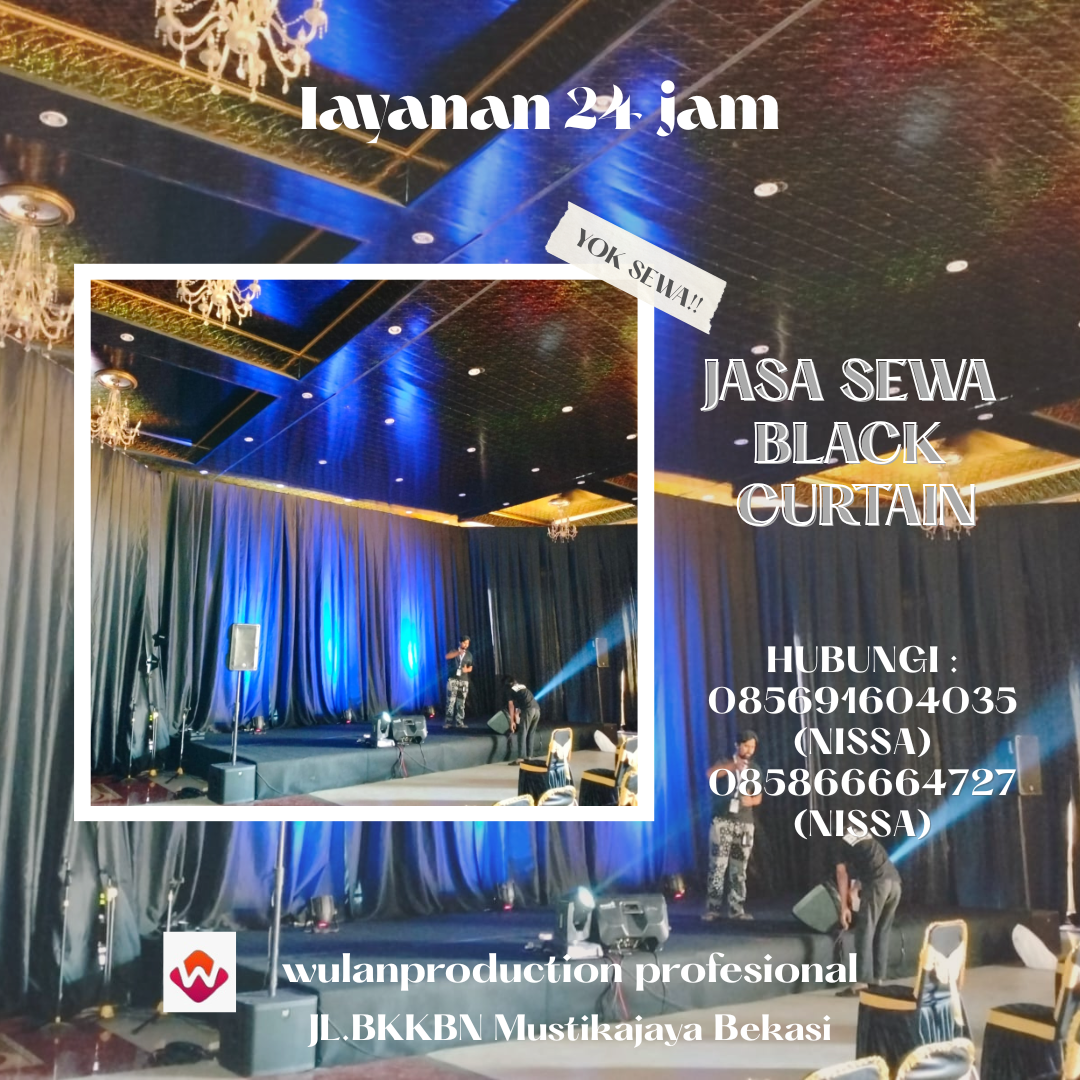 Rental Black Curtain Bahan Lotto Tebal Bogor