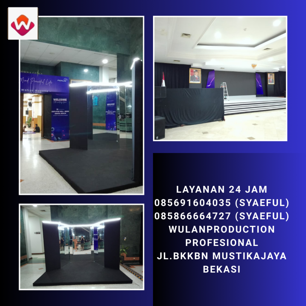 Rental Backdrop Mirror Dan Black Curtain Jakarta