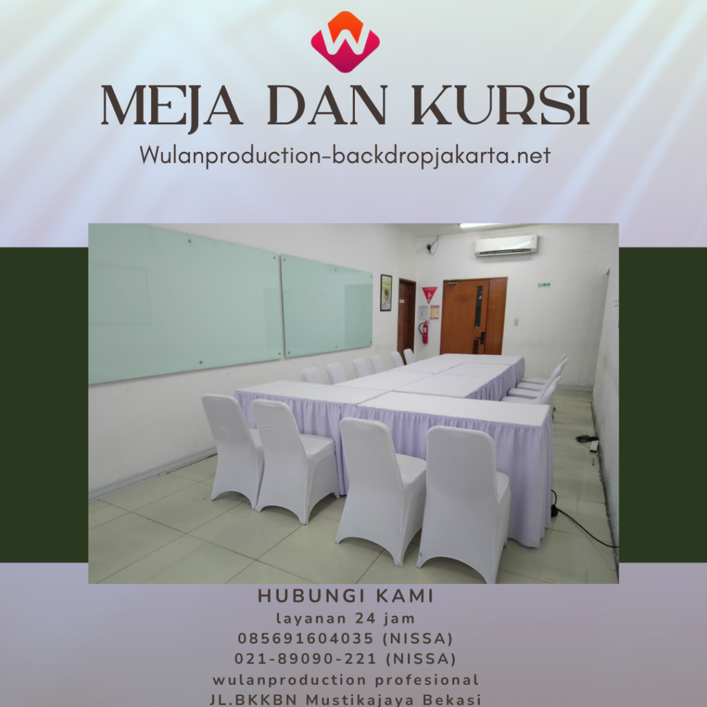 Sewa Meja Dan Kursi Cover Putih Rumbai Depok