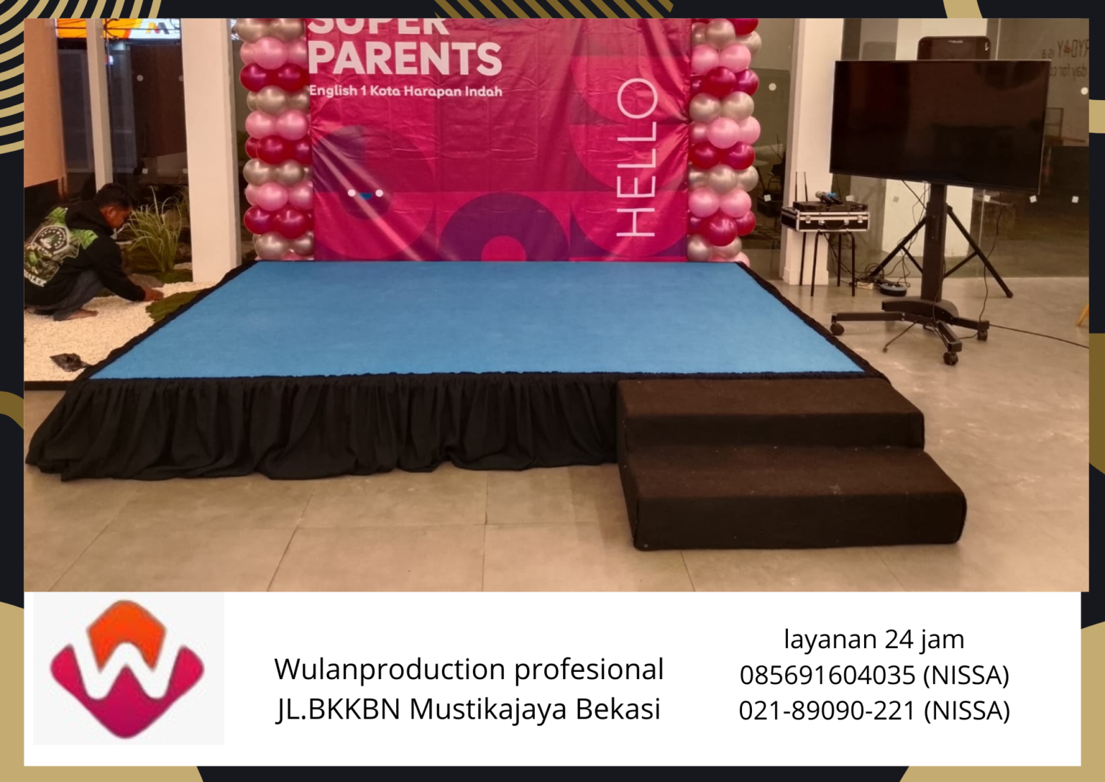 Vendor Sewa Panggung Karpet Biru Lengkap Anak Tangga