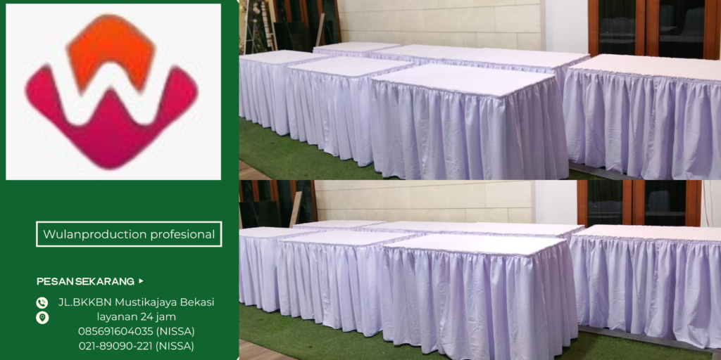 Jasa Sewa Meja Kotak Cover Skirting Putih Bekasi