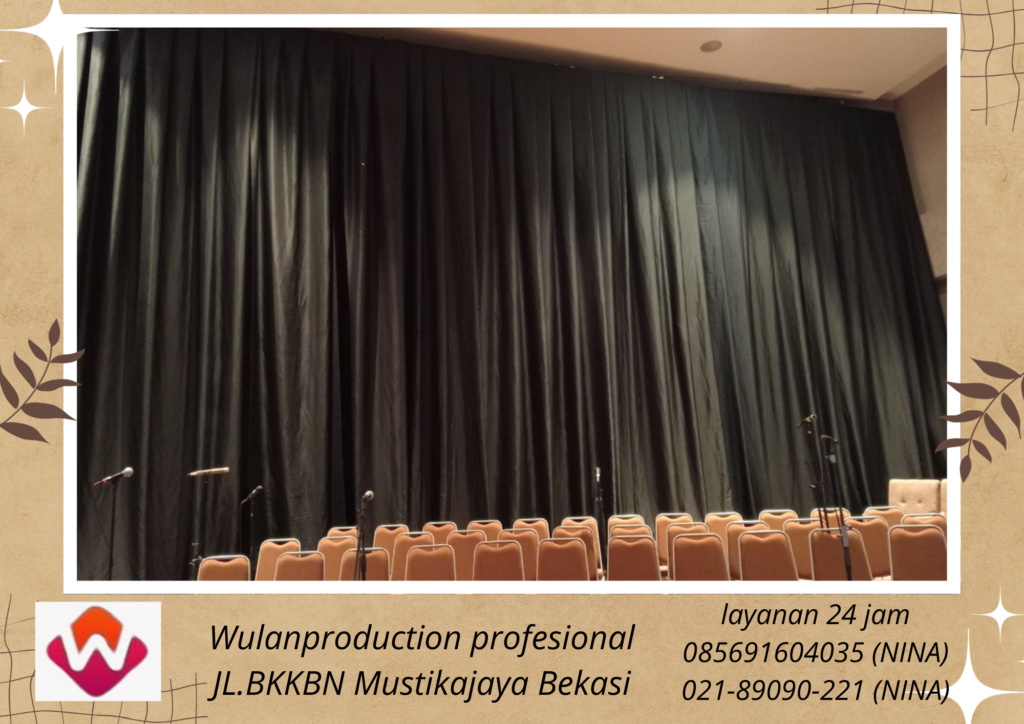 Rental Tirai Hitam Tinggi 8 meter Aman kokoh Jakarta