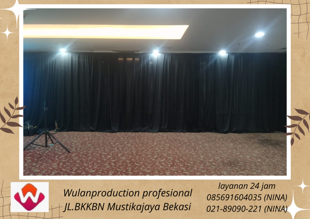 Rental Tirai Hitam Tinggi 8 meter Aman kokoh Jakarta