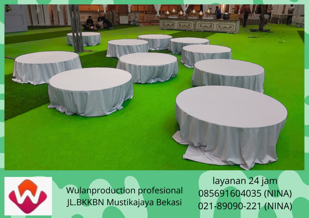 Sewa Meja Bundar Lesehan Lengkap Rumput Sintetis Jakarta