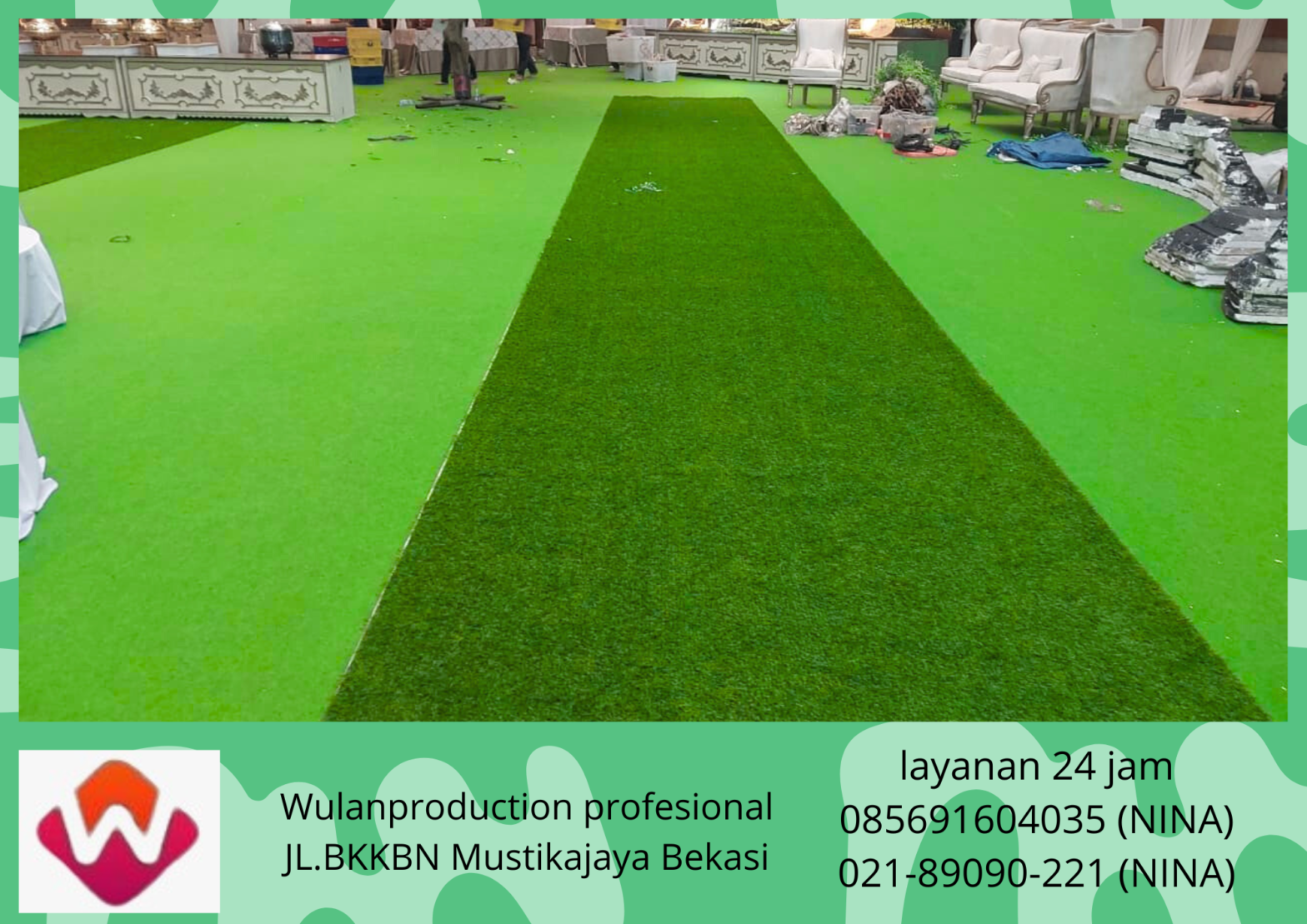 Sewa Meja Bundar Lesehan Lengkap Rumput Sintetis Jakarta