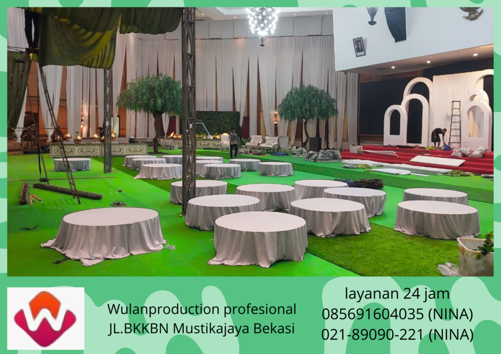 Sewa Meja Bundar Lesehan Lengkap Rumput Sintetis Jakarta