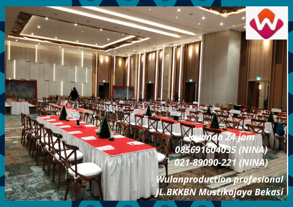 Rental Meja Panjang kursi Tiffany Kayu Kuningan Jakarta