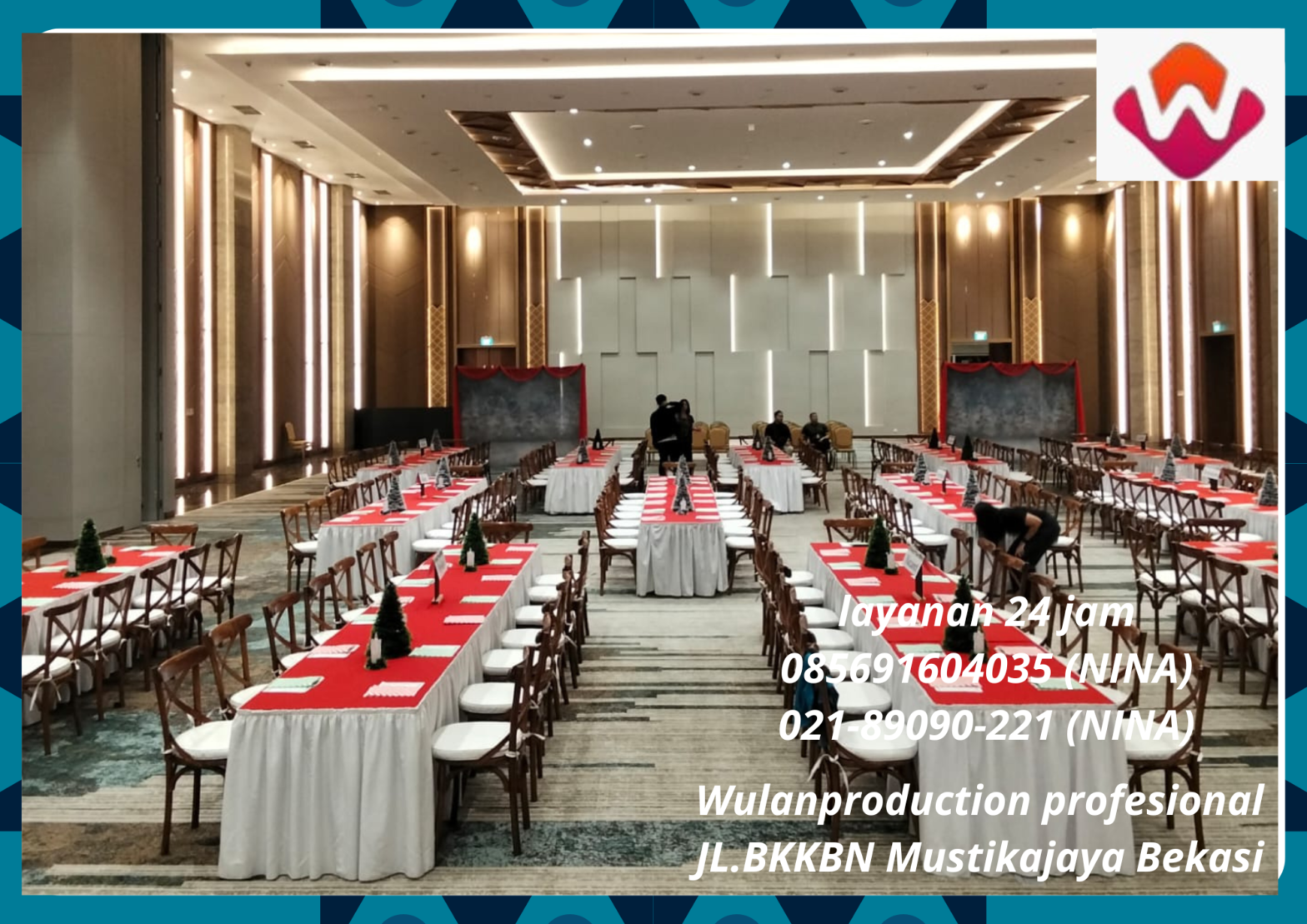 Rental Meja Panjang kursi Tiffany Kayu Kuningan Jakarta