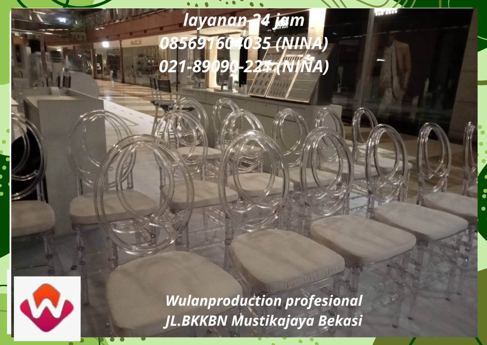 Rental Kursi Acrylic Model Tiffany dan Olivia Jakarta