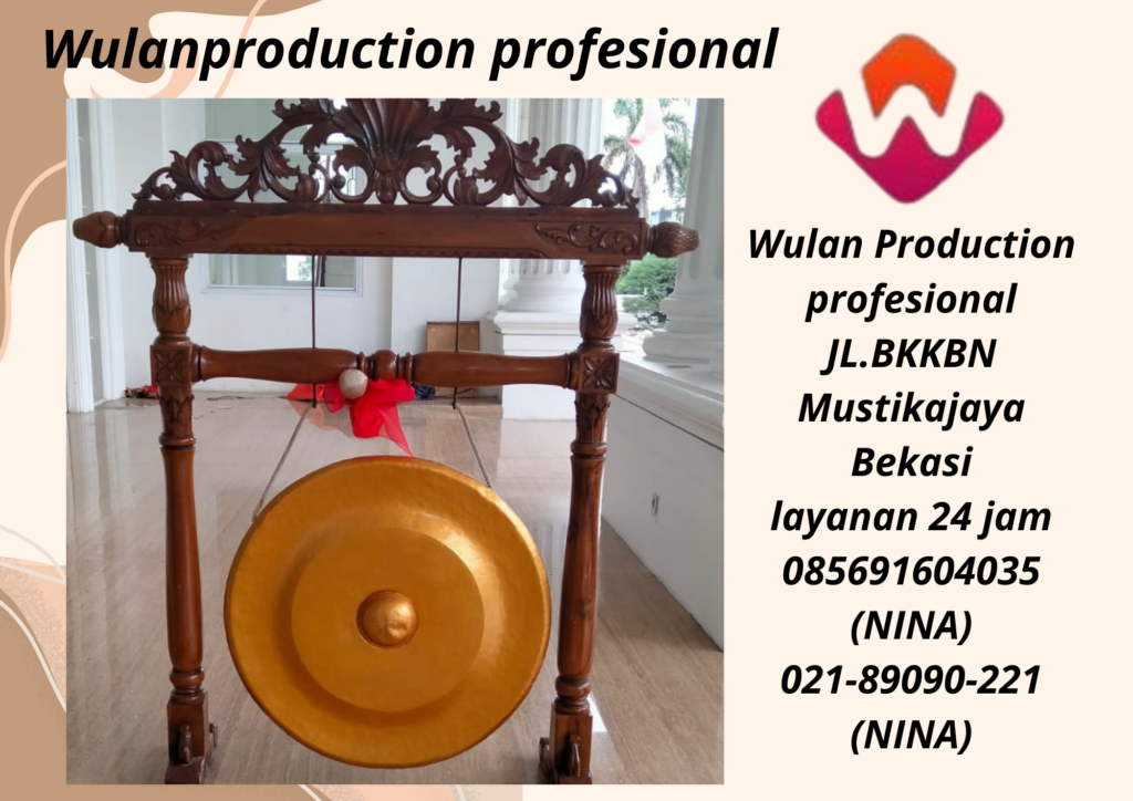 Jasa Sewa Gong Warna Gold Standing Ukiran Jakarta