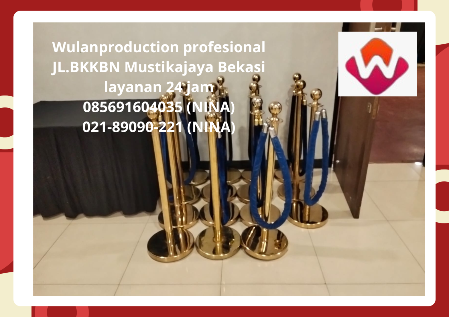 Rental Tiang Antrian Type Vip Gold Tali Bludru Biru Karawang