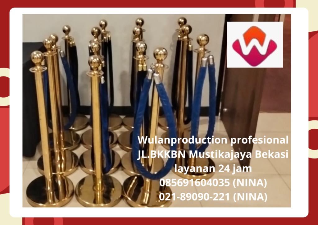 Rental Tiang Antrian Type Vip Gold Tali Bludru Biru Karawang