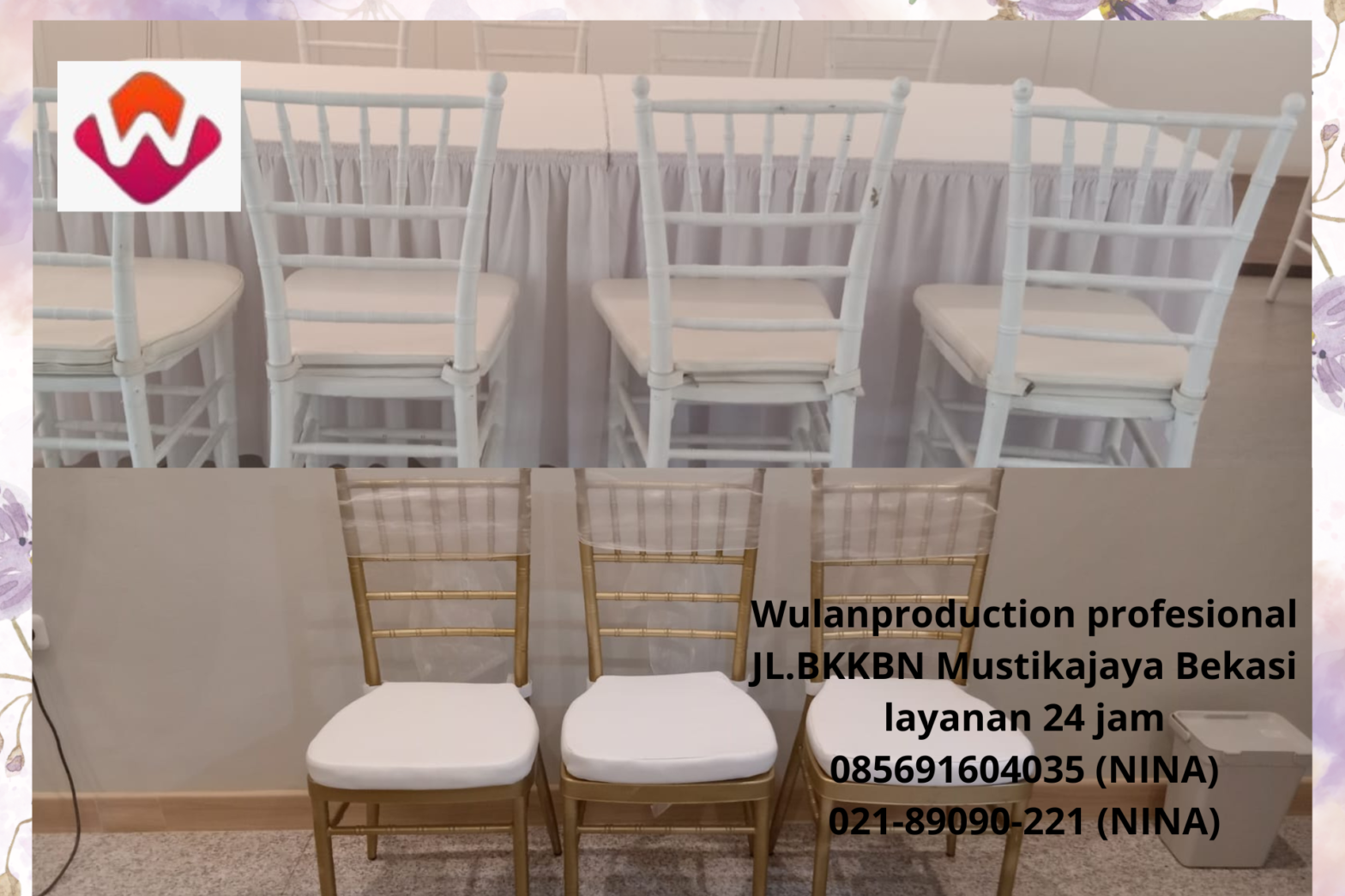 Sewa Kursi VIP Type Tiffany Hitam Gold Dan Putih Jakarta