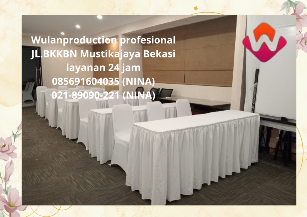 Sewa Meja Kursi Futura Cover Putih Event Fitness Jakarta Pusat