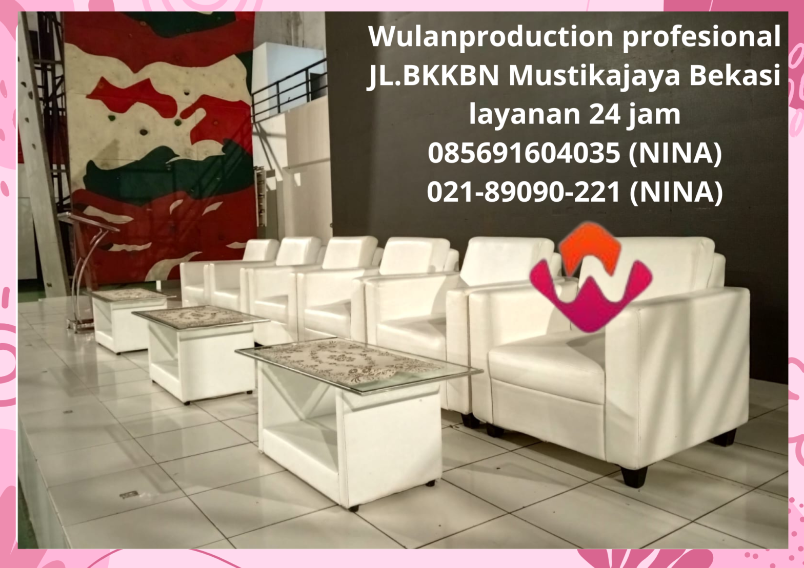 Sewa Sofa Podium Dan Meja Kotak Skirting Putih Banten