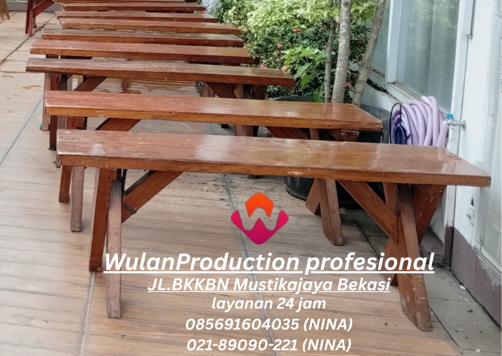 Rental Bangku Taman Kayu Model Kaki Silang Jakarta