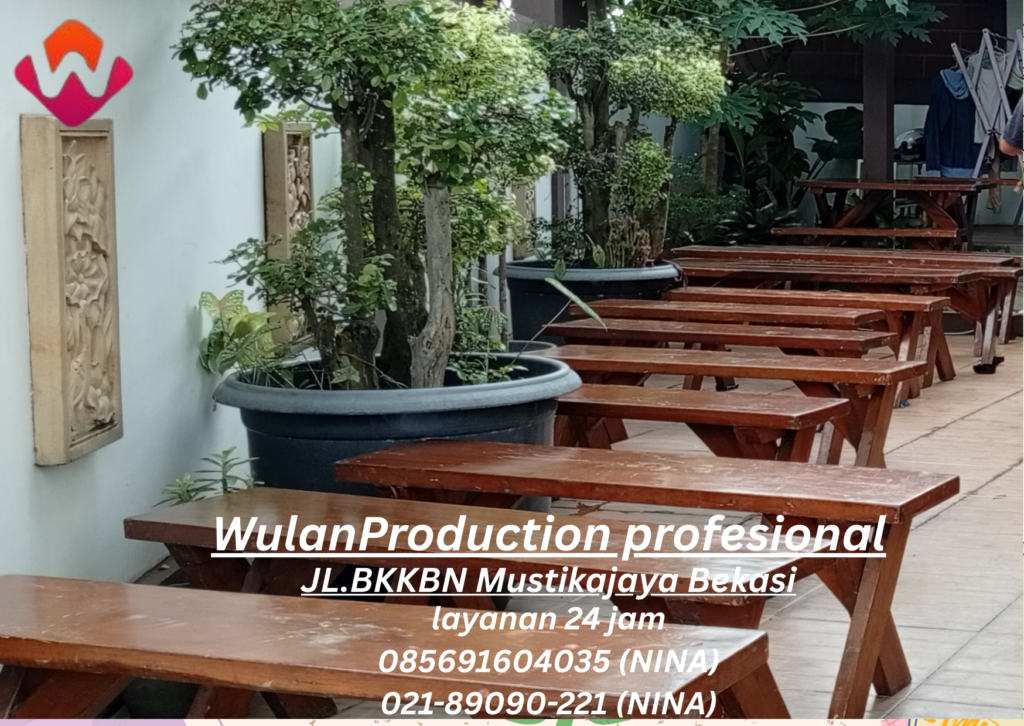 Rental Bangku Taman Kayu Model Kaki Silang Jakarta