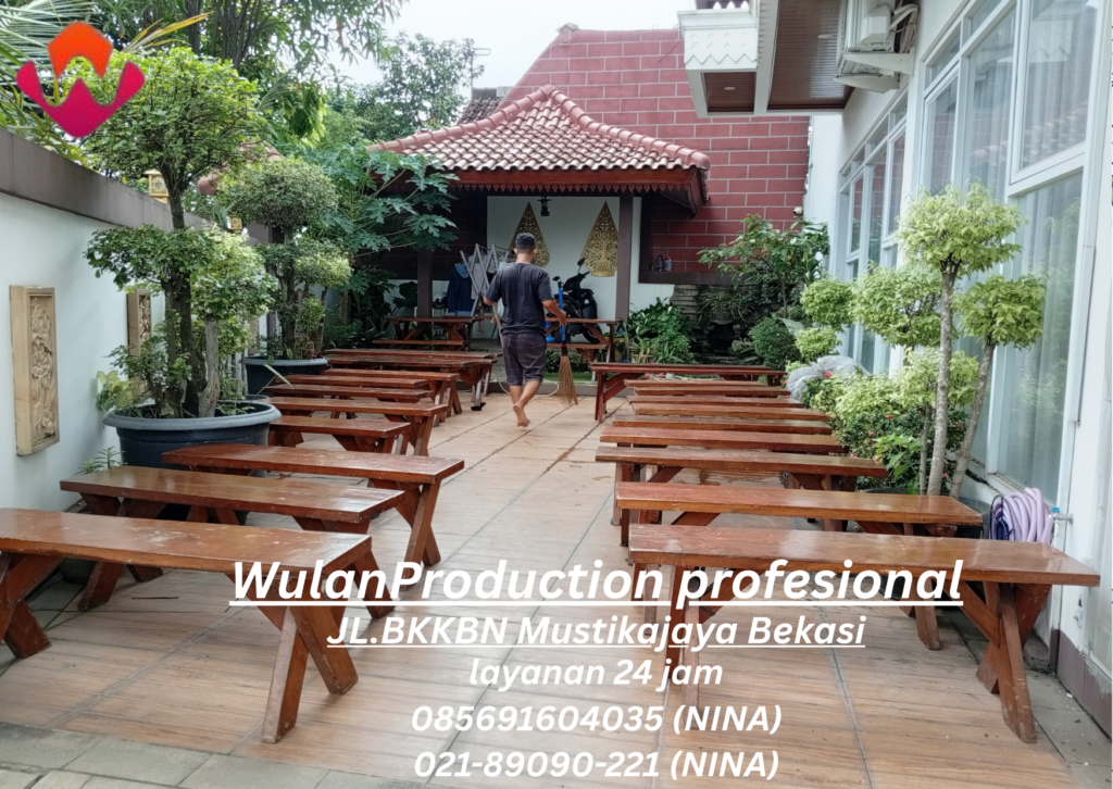Rental Bangku Taman Kayu Model Kaki Silang Jakarta