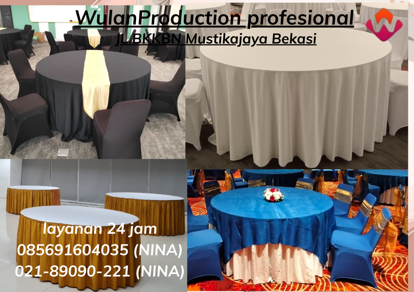 Rental Round Table Cover Aneka Warna Area Bekasi