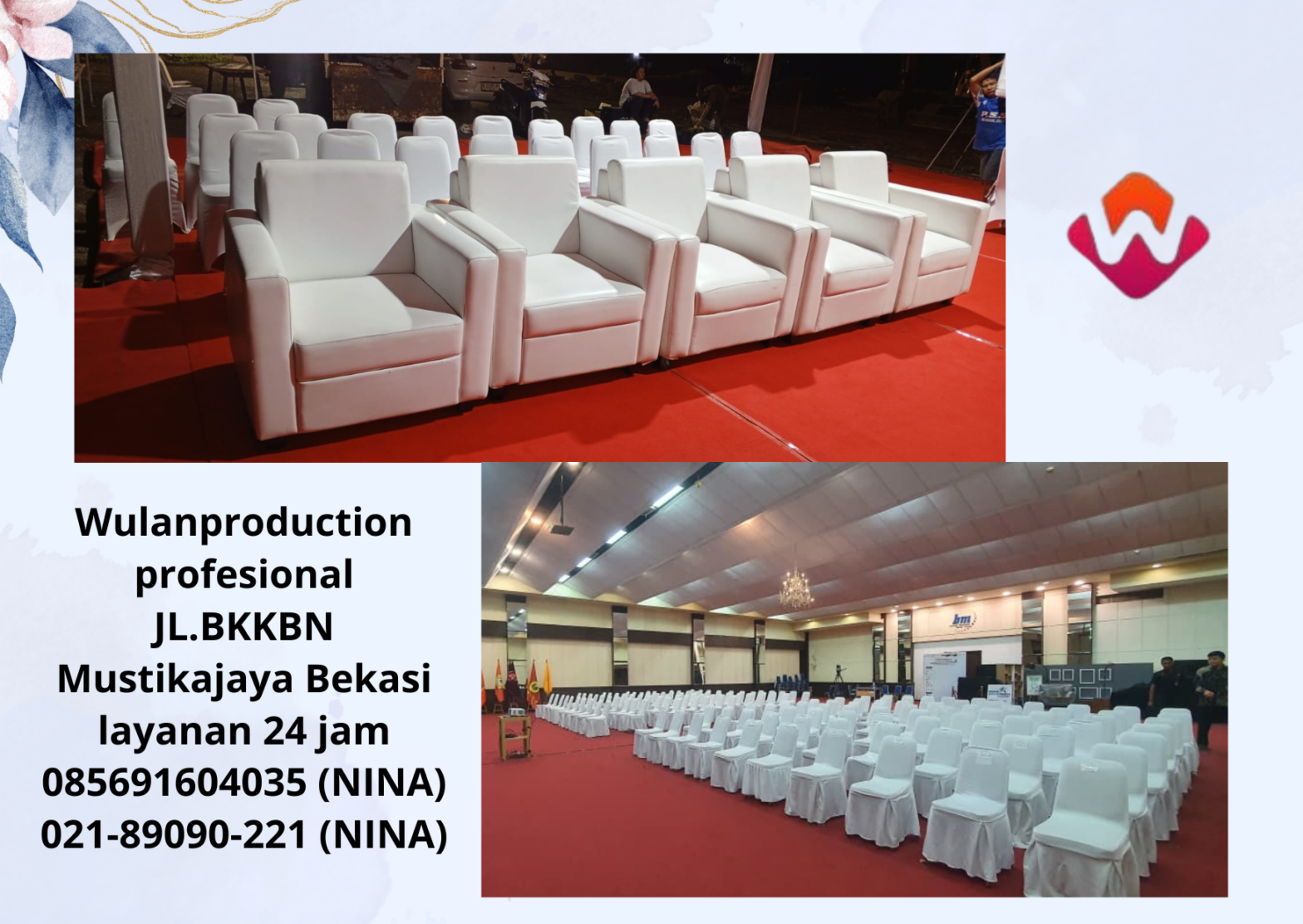 Rental Sofa Kotak Putih Minimalis Dan Kursi Susun Bogor