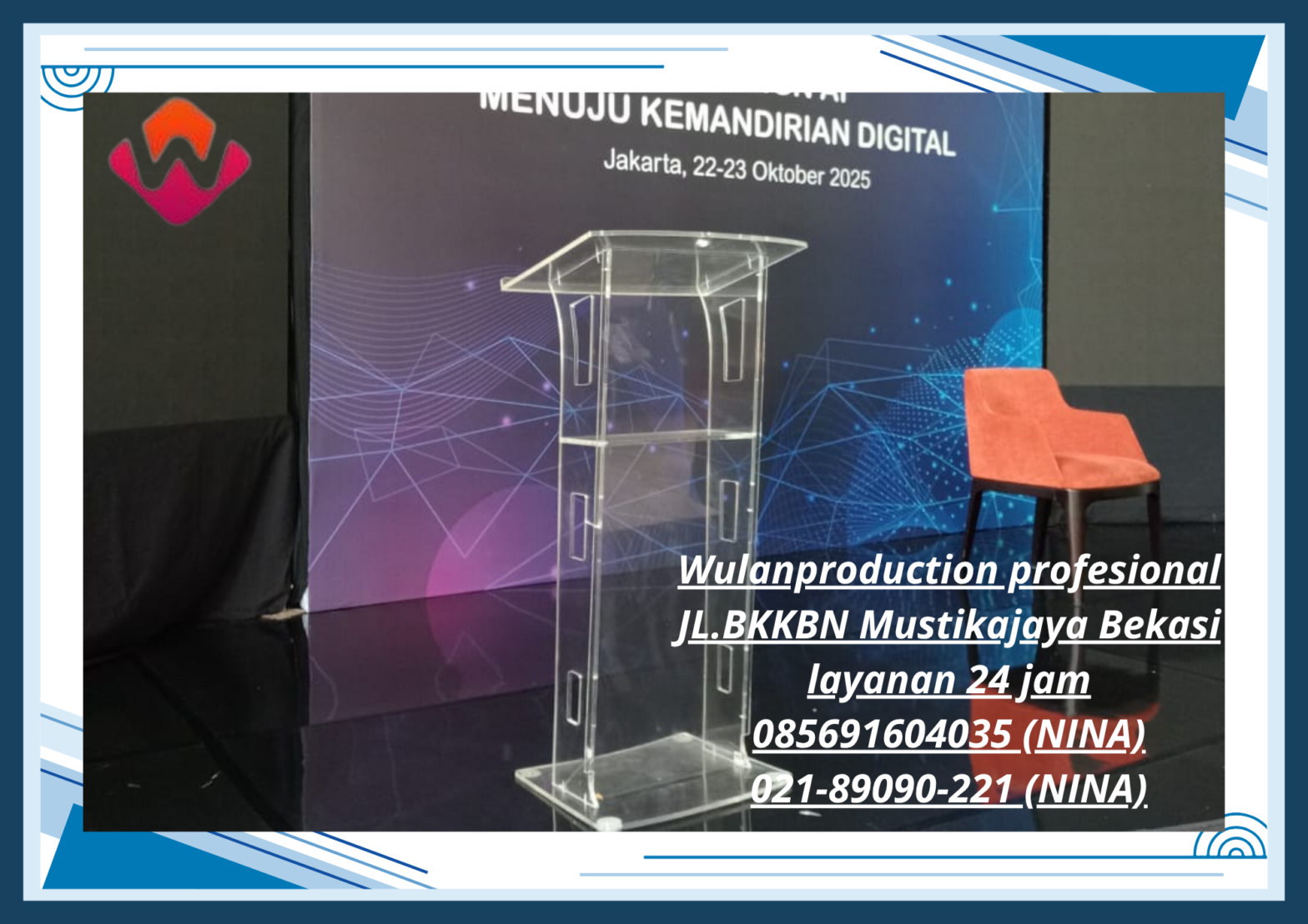 Sewa Podium Acrylic Kaki Stainless Dan Podium Acrylic Kotak Jakarta