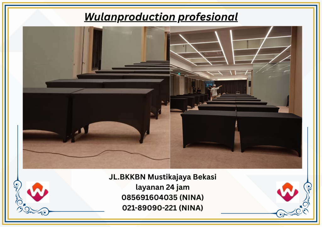 Sewa Meja Ibm HPL Dan Meja IBM Cover Stretch Hitam Bekasi